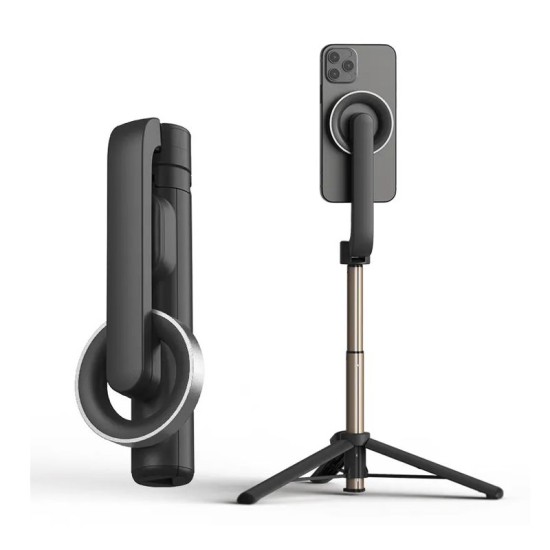 Mini selfie stick pentru telefon, cu magnet de sustinere si telecomanda