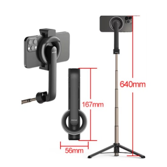 Mini selfie stick pentru telefon, cu magnet de sustinere si telecomanda